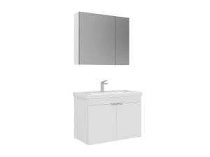 Waschtisch-Set mit Spiegel (2-teilig) „Desna 80“ – 80 x 45 x 58 cm – Mattweiß