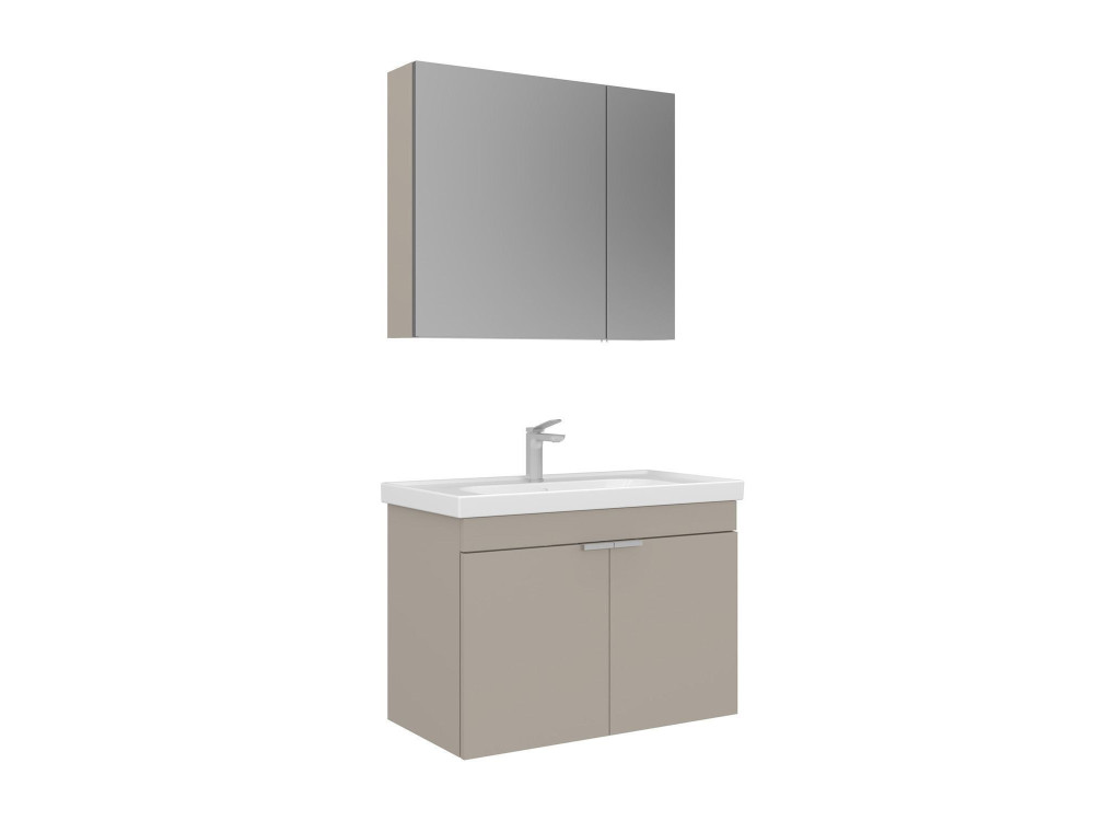 Waschtisch-Set mit Spiegel (2-teilig) „Desna 80“ – 80 x 45 x 58 cm – Sand