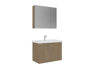 Waschtisch-Set mit Spiegel (2-teilig) „Desna 80“ – 80 x 45 x 58 cm – Eiche