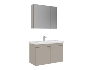 Waschtisch-Set mit Spiegel (2-teilig) „Desna 90“ – 90 x 45 x 58 cm – Sand
