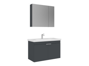 Waschtisch-Set mit Spiegel (2-teilig) „Desna 90“ – 90 x 45 x 58 cm – Anthrazit matt