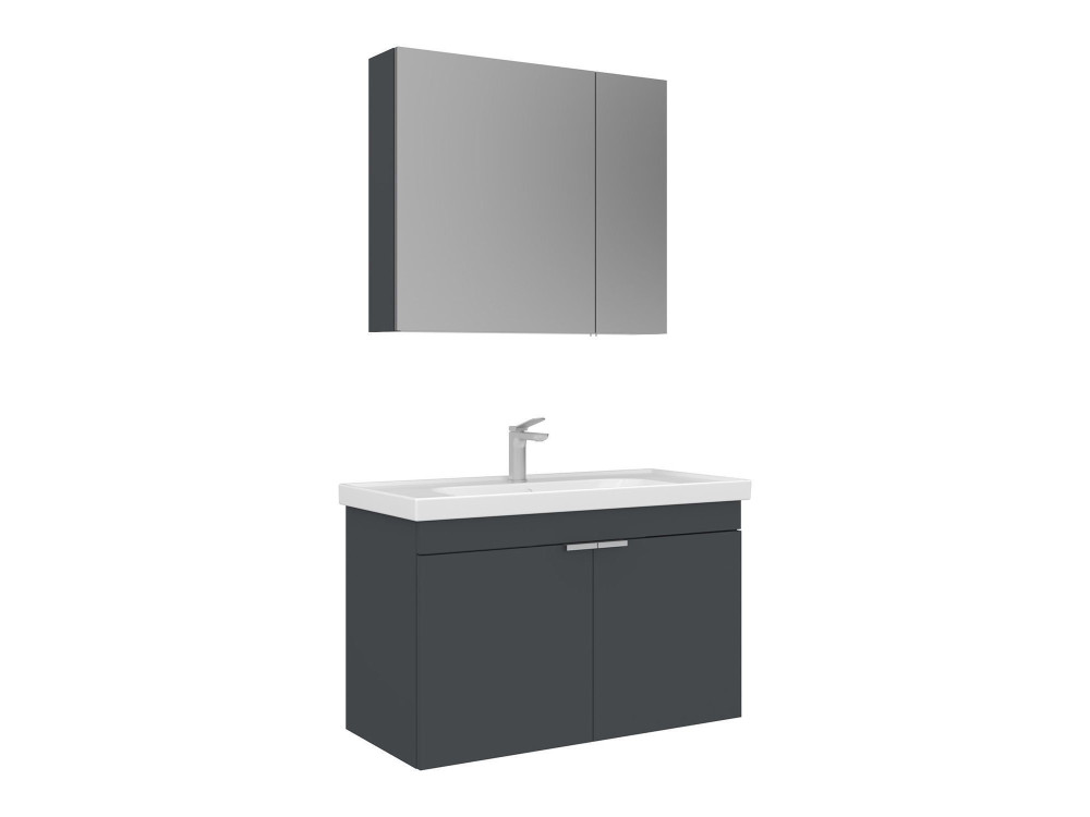Waschtisch-Set mit Spiegel (2-teilig) „Desna 90“ – 90 x 45 x 58 cm – Anthrazit matt