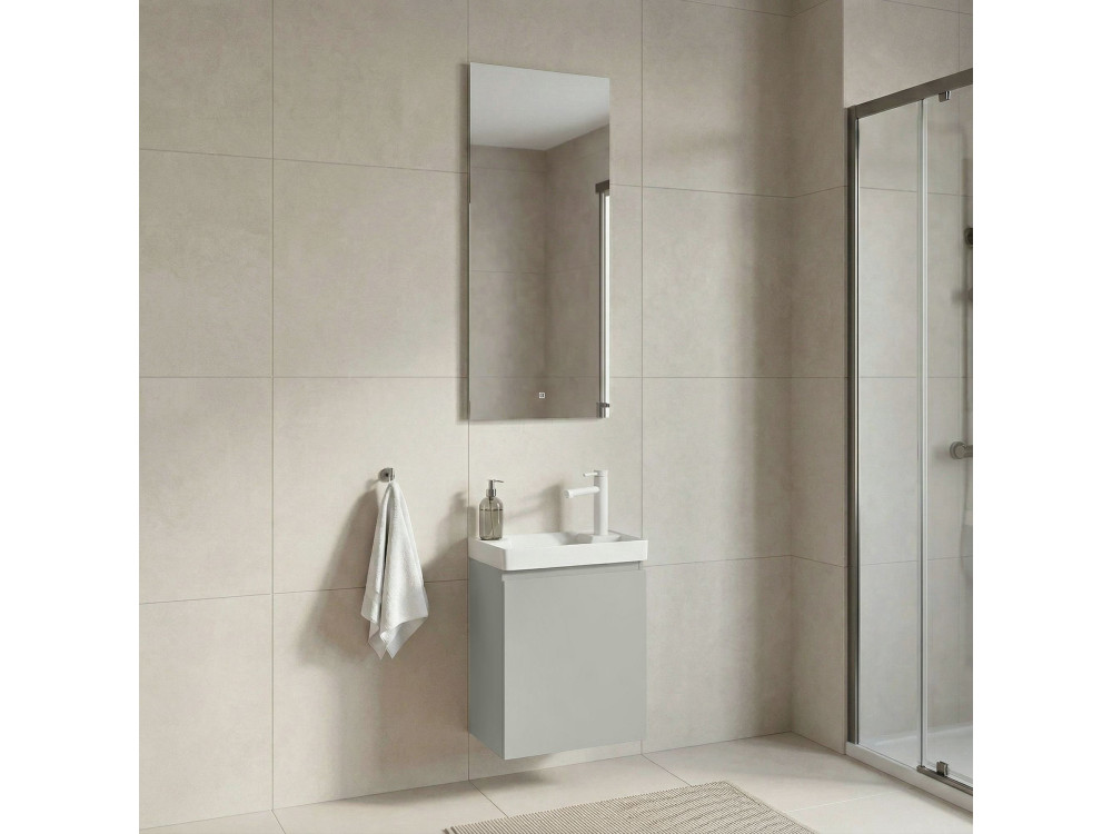 Waschtisch-Set mit Spiegel (2-teilig) „Ferla 40“ – 40 x 22 x 50 cm – Matt-Kaschmir