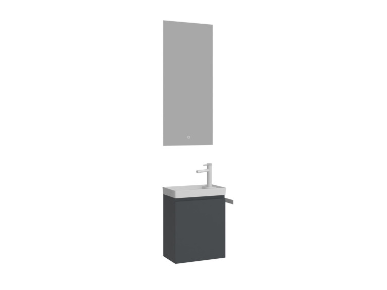 Waschtisch-Set mit Spiegel (2-teilig) „Ferla 40“ – 40 x 22 x 50 cm – Anthrazit matt