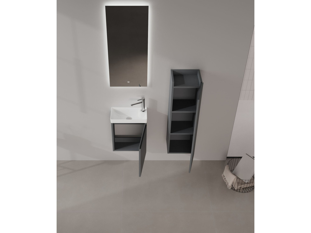 Waschtisch-Set mit Spiegel (2-teilig) „Ferla 40“ – 40 x 22 x 50 cm – Anthrazit matt