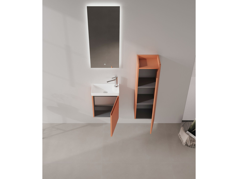 Waschtisch-Set mit Spiegel (2-teilig) „Ferla 40“ – 40 x 22 x 50 cm – Matt-Zimt