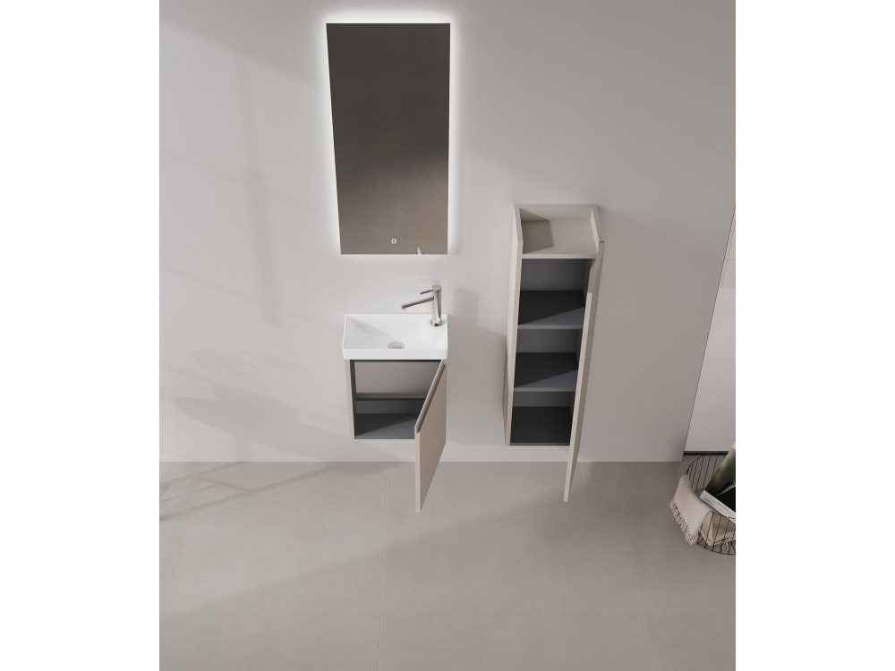 Waschtisch-Set mit Spiegel (2-teilig) „Ferla 40“ – 40 x 22 x 50 cm – Matt Mink