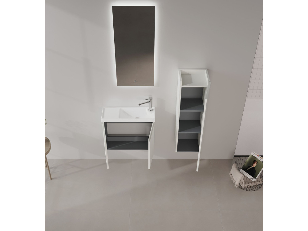 Waschtisch-Set mit Spiegel (2-teilig) „Ferla 60“ – 60 x 22 x 50 cm – Matt-Kaschmir