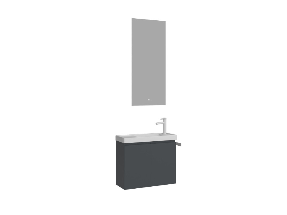 Waschtisch-Set mit Spiegel (2-teilig) „Ferla 60“ – 60 x 22 x 50 cm – Anthrazit matt