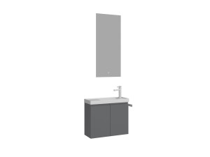 Waschtisch-Set mit Spiegel (2-teilig) „Ferla 60“ – 60 x 22 x 50 cm – Mattgrau