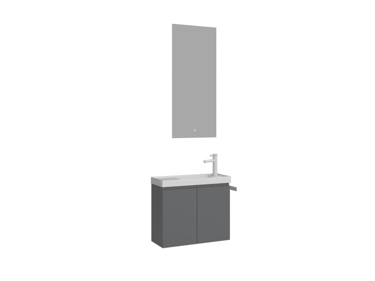 Waschtisch-Set mit Spiegel (2-teilig) „Ferla 60“ – 60 x 22 x 50 cm – Mattgrau