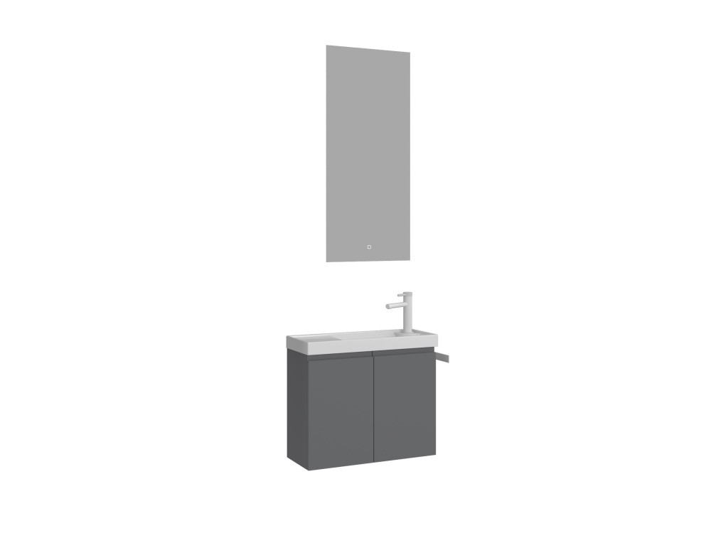 Waschtisch-Set mit Spiegel (2-teilig) „Ferla 60“ – 60 x 22 x 50 cm – Mattgrau