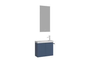 Waschtisch-Set mit Spiegel (2-teilig) „Ferla 60“ – 60 x 22 x 50 cm – Mattblau