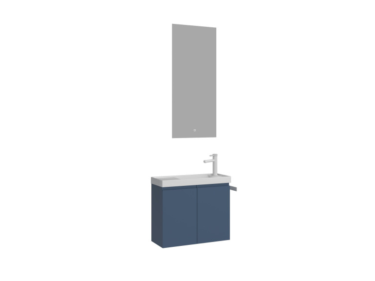 Waschtisch-Set mit Spiegel (2-teilig) „Ferla 60“ – 60 x 22 x 50 cm – Mattblau