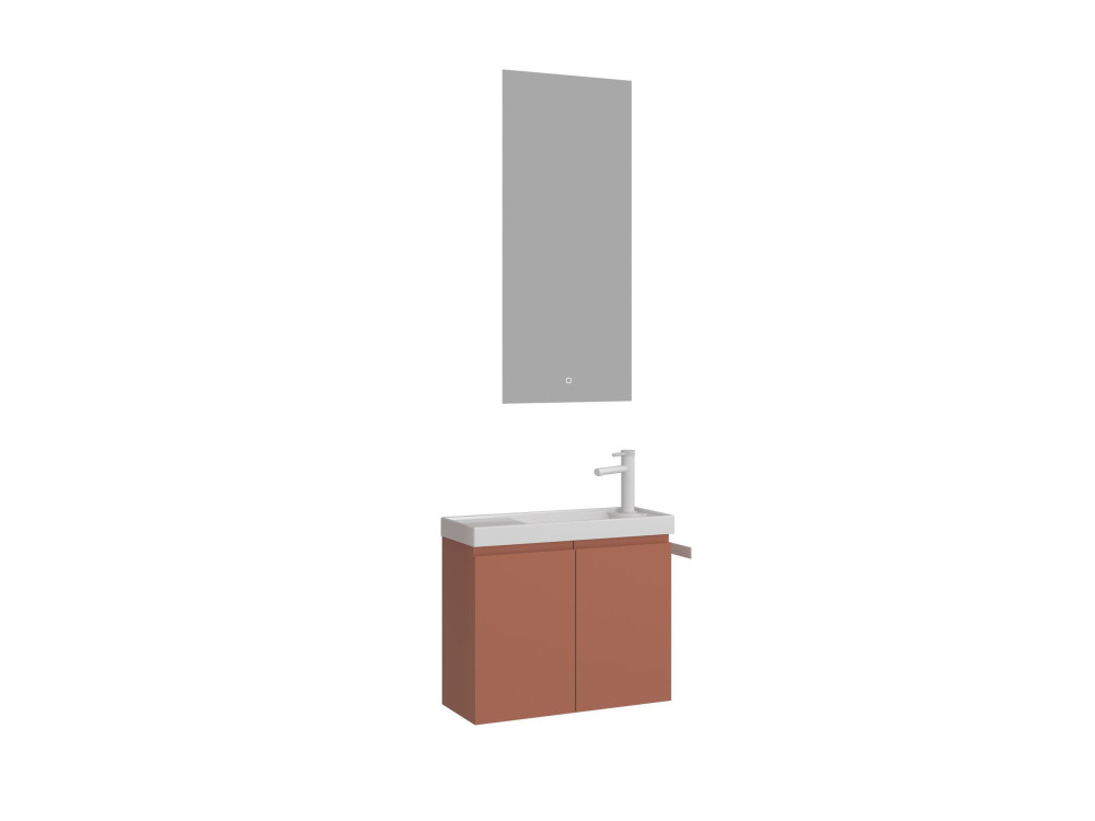 Waschtisch-Set mit Spiegel (2-teilig) „Ferla 60“ – 60 x 22 x 50 cm – Matt-Zimt