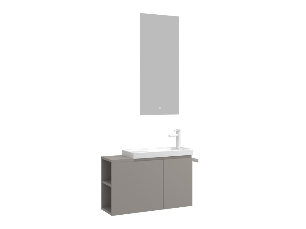 Waschtisch-Set mit Spiegel (2-teilig) „Ferla 80“ – 80 x 22 x 45 cm – Matt Mink