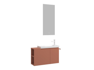 Waschtisch-Set mit Spiegel (2-teilig) „Ferla 80“ – 80 x 22 x 45 cm – Matt-Zimt
