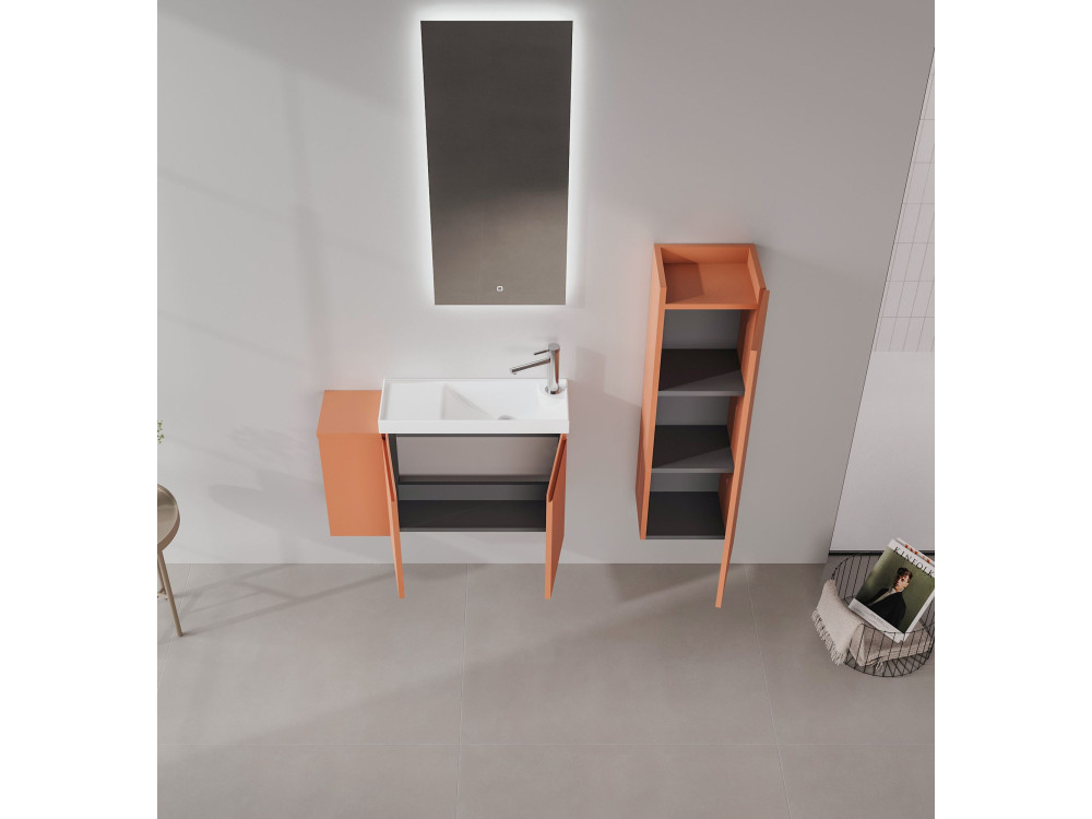 Waschtisch-Set mit Spiegel (2-teilig) „Ferla 80“ – 80 x 22 x 45 cm – Matt-Zimt