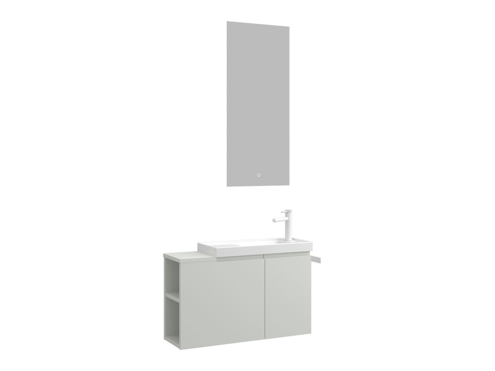 Waschtisch-Set mit Spiegel (2-teilig) „Ferla 80“ – 80 x 22 x 45 cm – Matt-Kaschmir