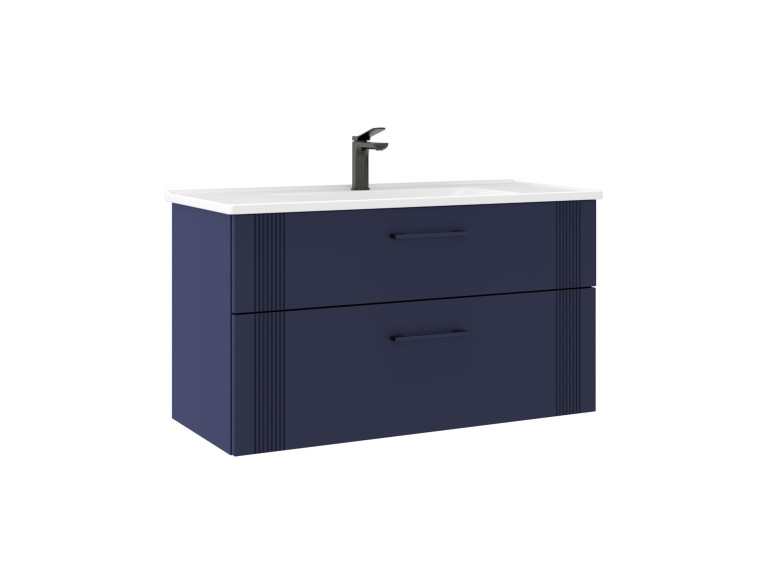 Waschtischunterschrank „Bari 100 v2“ – 100 x 45 x 55 cm – Mattes Marineblau