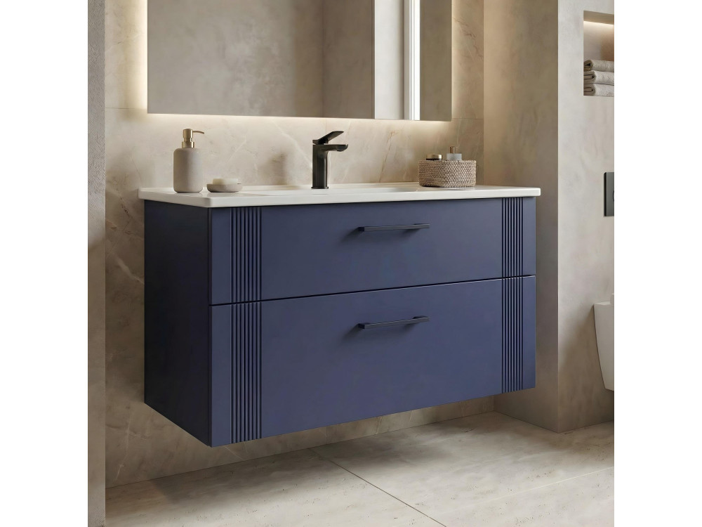 Waschtischunterschrank „Bari 100 v2“ – 100 x 45 x 55 cm – Mattes Marineblau