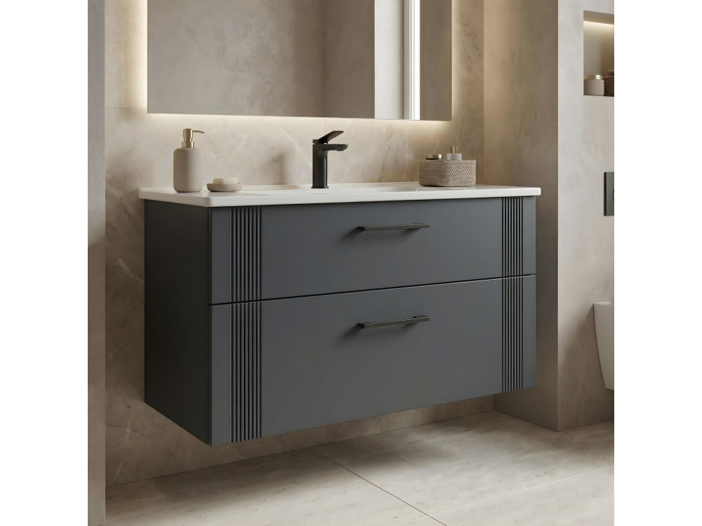 Waschtischunterschrank „Bari 100 v2“ – 100 x 45 x 55 cm – Anthrazit matt