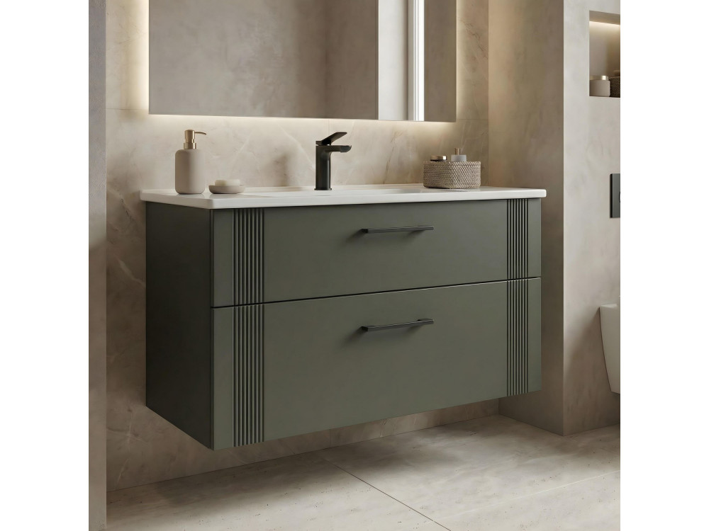 Waschtischunterschrank „Bari 100 v2“ – 100 x 45 x 55 cm – Matte Green