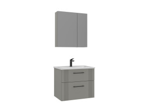 Waschtisch-Set mit Spiegel (2-teilig) „Bari 65 v2“ – 65 x 45 x 55 cm – Matt-Cashmere