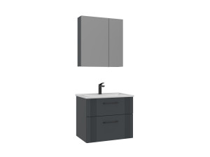 Waschtisch-Set mit Spiegel (2-teilig) „Bari 65 v2“ – 65 x 45 x 55 cm – Anthrazit matt