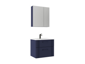Waschtisch-Set mit Spiegel (2-teilig) „Bari 65 v2“ – 65 x 45 x 55 cm – Mattes Marineblau