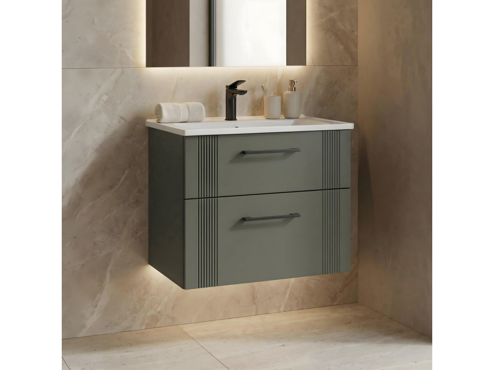 Waschtischunterschrank „Bari 65 v2“ – 65 x 45 x 55 cm – Matte Green
