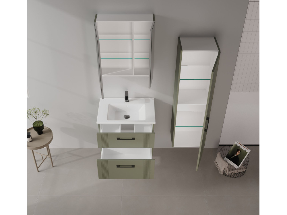 Waschtischunterschrank „Bari 65 v2“ – 65 x 45 x 55 cm – Matte Green