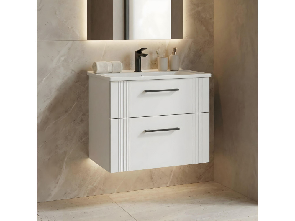 Waschtischunterschrank „Bari 65 v2“ – 65 x 45 x 55 cm – Mattweiß