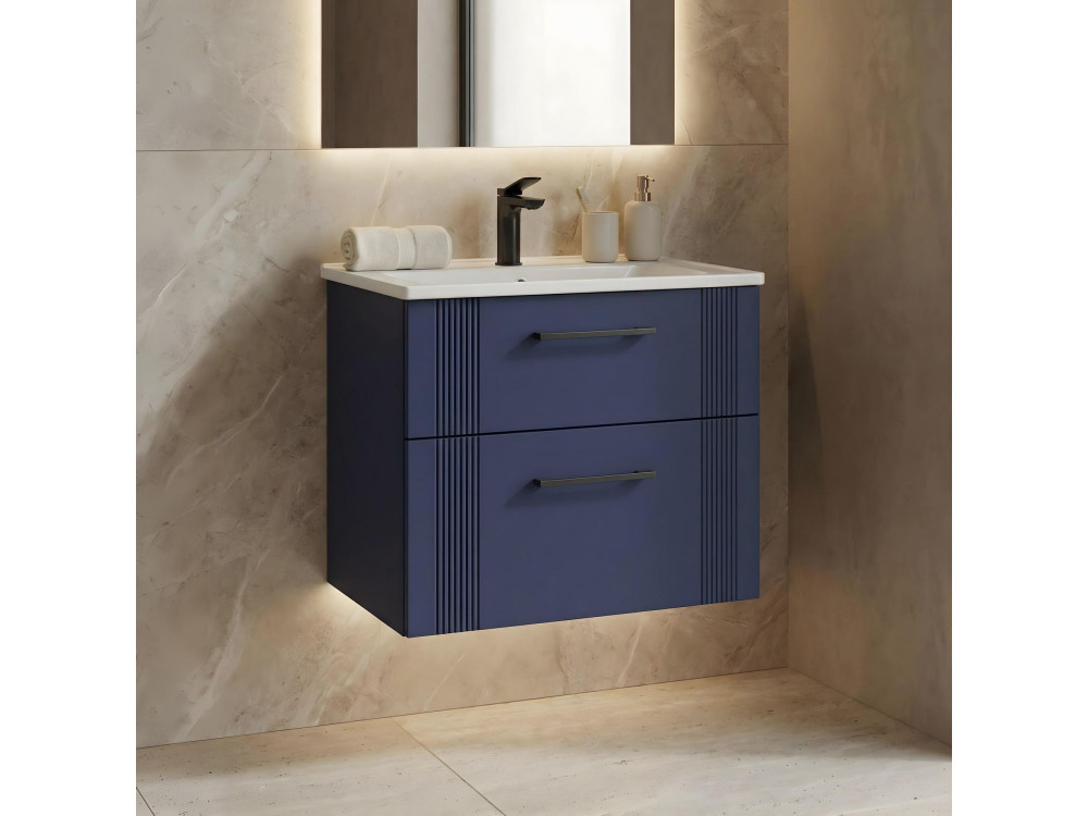 Waschtischunterschrank „Bari 65 v2“ – 65 x 45 x 55 cm – Mattes Marineblau