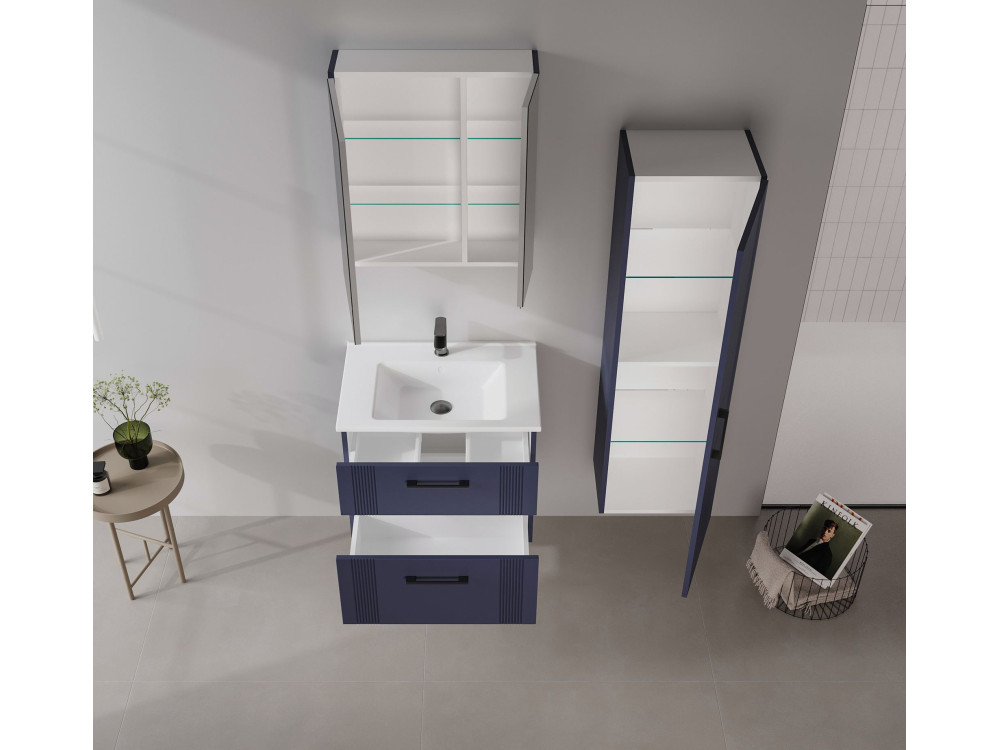 Waschtischunterschrank „Bari 65 v2“ – 65 x 45 x 55 cm – Mattes Marineblau
