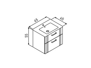 Waschtischunterschrank „Bari 65 v2“ – 65 x 45 x 55 cm – Matt-Kaschmir