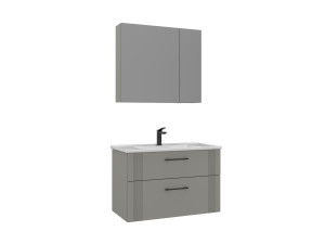 Waschtisch-Set mit Spiegel (2-teilig) „Bari 85 v2“ – 85 x 45 x 55 cm – Matt-Kaschmir