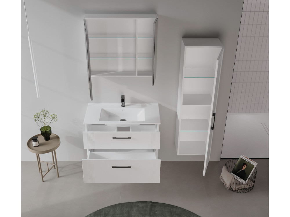 Waschtischunterschrank „Bari 85 v2“ – 85 x 45 x 55 cm – Mattweiß