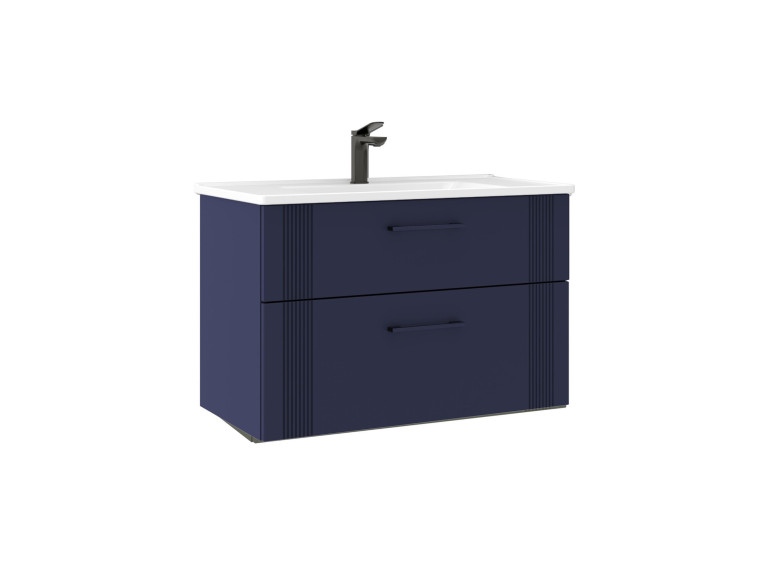 Waschtischunterschrank „Bari 85 v2“ – 85 x 45 x 55 cm – Mattes Marineblau