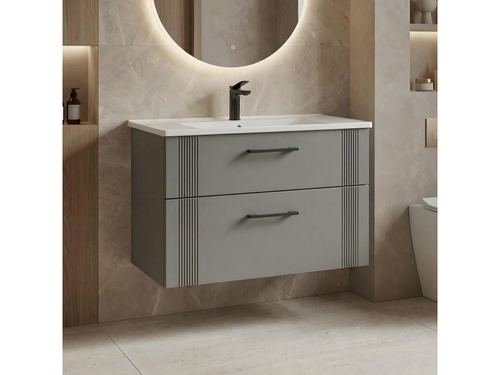Waschtischunterschrank „Bari 85 v2“ – 85 x 45 x 55 cm – Matt-Cashmere