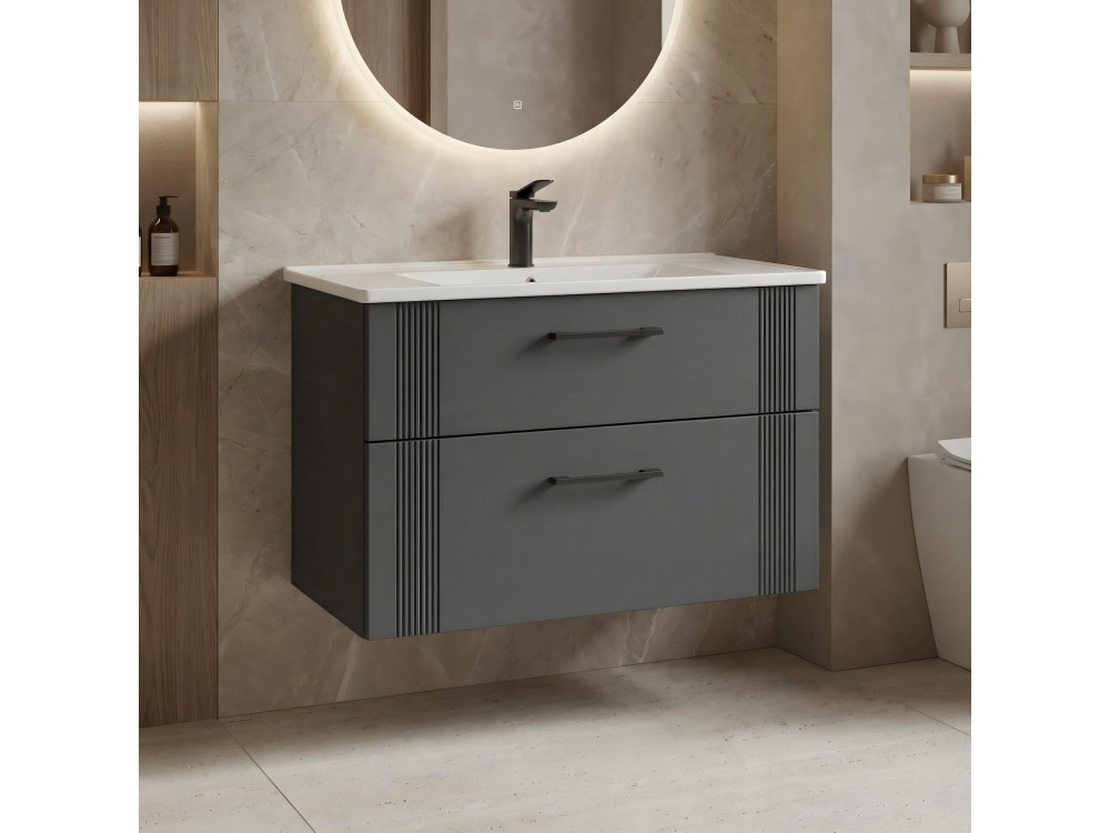 Waschtischunterschrank „Bari 85 v2“ – 85 x 45 x 55 cm – Anthrazit matt