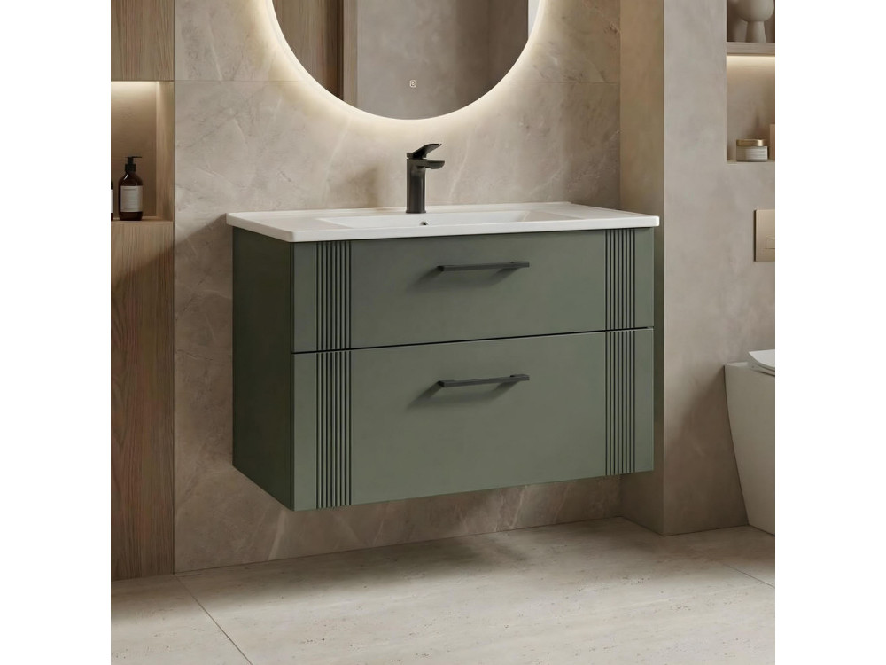 Waschtischunterschrank „Bari 85 v2“ – 85 x 45 x 55 cm – Matte Green