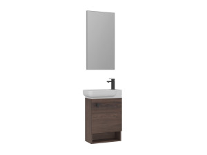 Waschtisch-Set mit Spiegel (2-teilig) „Begonya 55“ – 53 x 33 x 75 cm – Walnuss