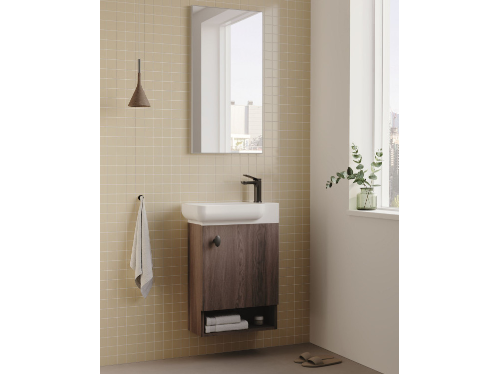Waschtisch-Set mit Spiegel (2-teilig) „Begonya 55“ – 53 x 33 x 75 cm – Walnuss