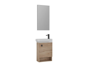 Waschtisch-Set mit Spiegel (2-teilig) „Begonya 55“ – 53 x 33 x 75 cm – Eiche