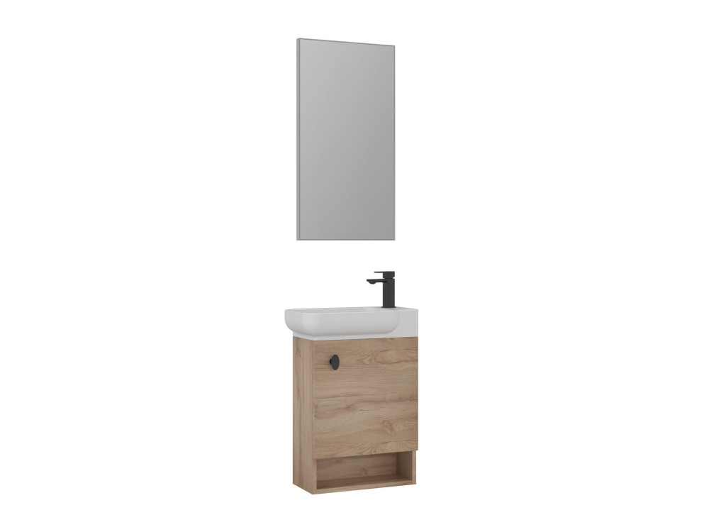 Waschtisch-Set mit Spiegel (2-teilig) „Begonya 55“ – 53 x 33 x 75 cm – Eiche