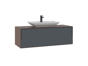 Waschtischunterschrank „Craft 120“ – 120 x 50 x 40 cm – Walnuss / Anthrazit