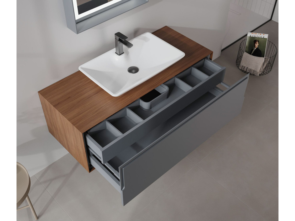 Waschtischunterschrank „Craft 120“ – 120 x 50 x 40 cm – Walnuss / Anthrazit