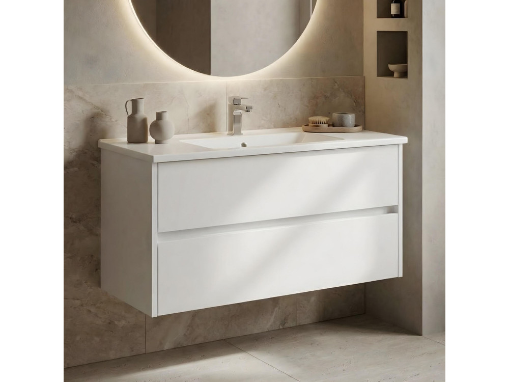Waschtischunterschrank „Arno 100“ – 100 x 45 x 52 cm – Weiß