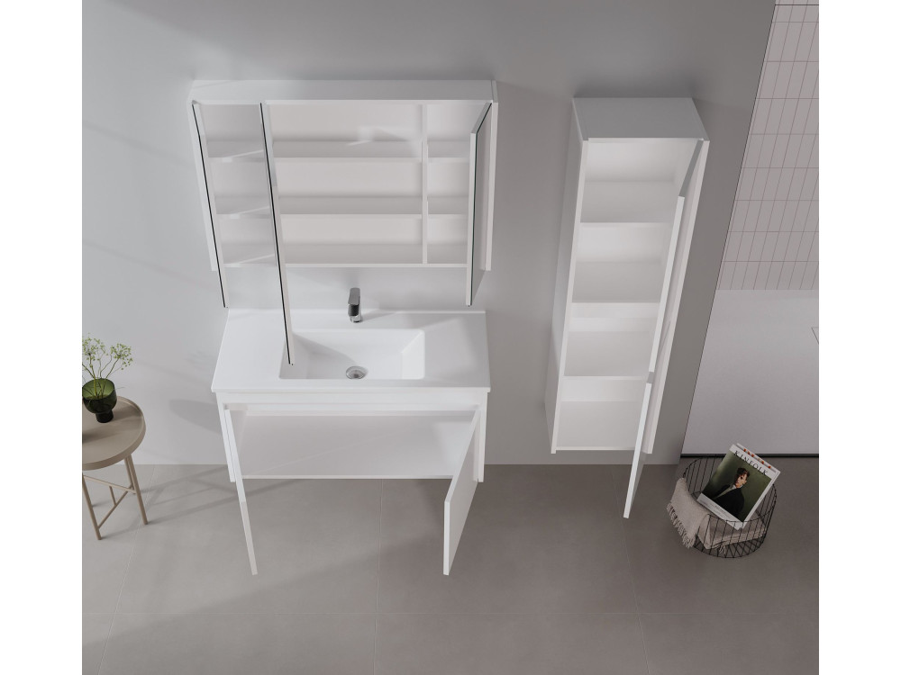 Waschtischunterschrank „Arno 100“ – 100 x 45 x 52 cm – Weiß